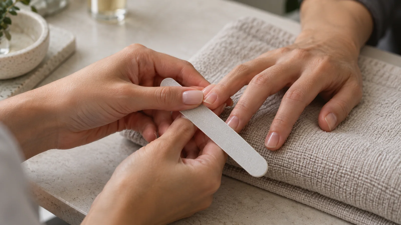 Manicure professionale su unghie naturali corte